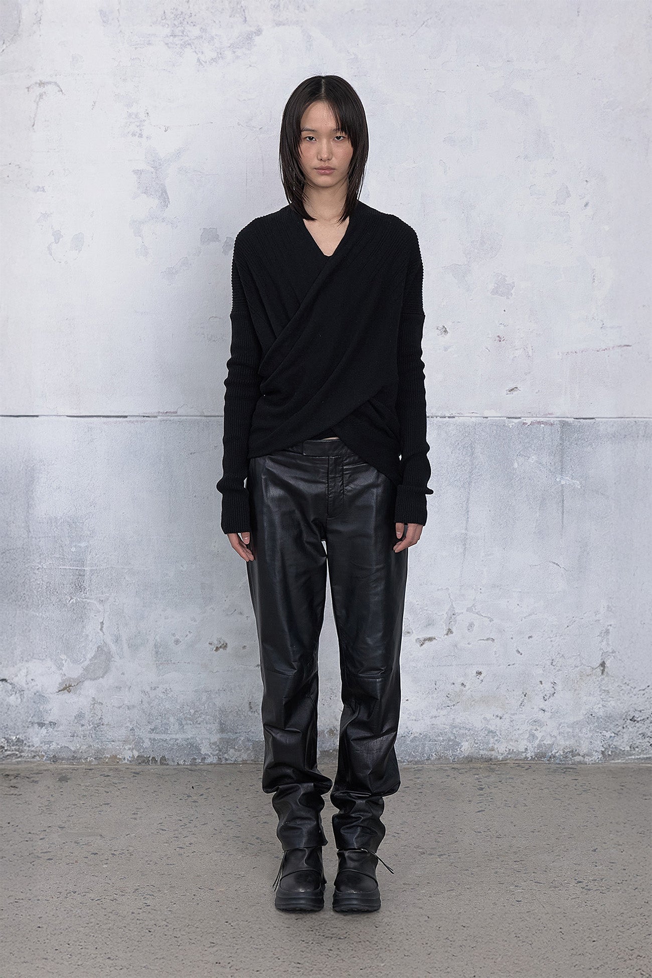 Deinet - Fluid Knit Drape Cardigan (Black) product image 1 | TRAB K-Fashion Australia