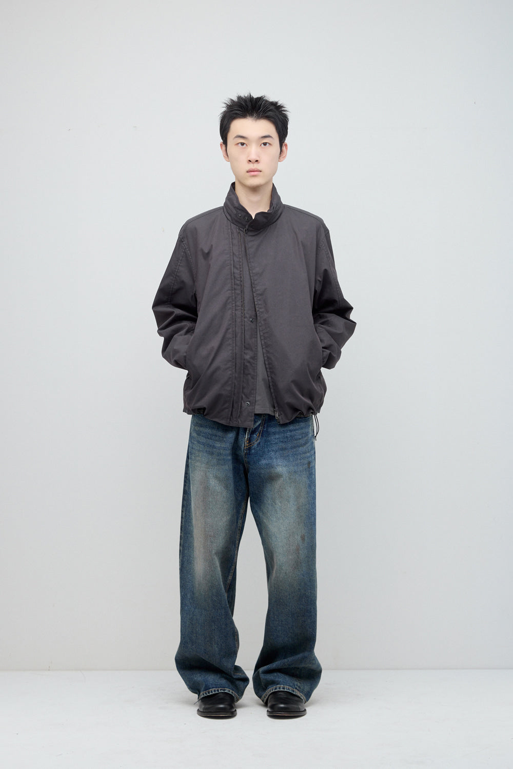 Hatchingroom - Diagonal Zip Jacket V2 (Charcoal) product image 6 | TRAB K-Fashion Australia