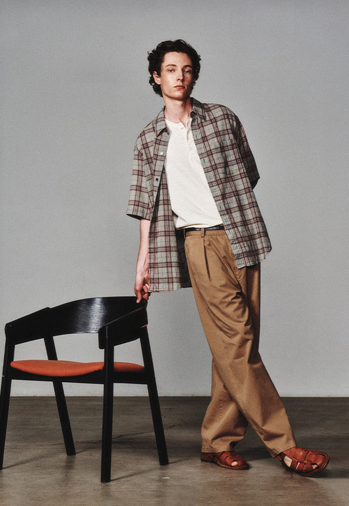 Art if acts - Vintage Check Half Shirt (Jade) product image 1 | TRAB K-Fashion Australia