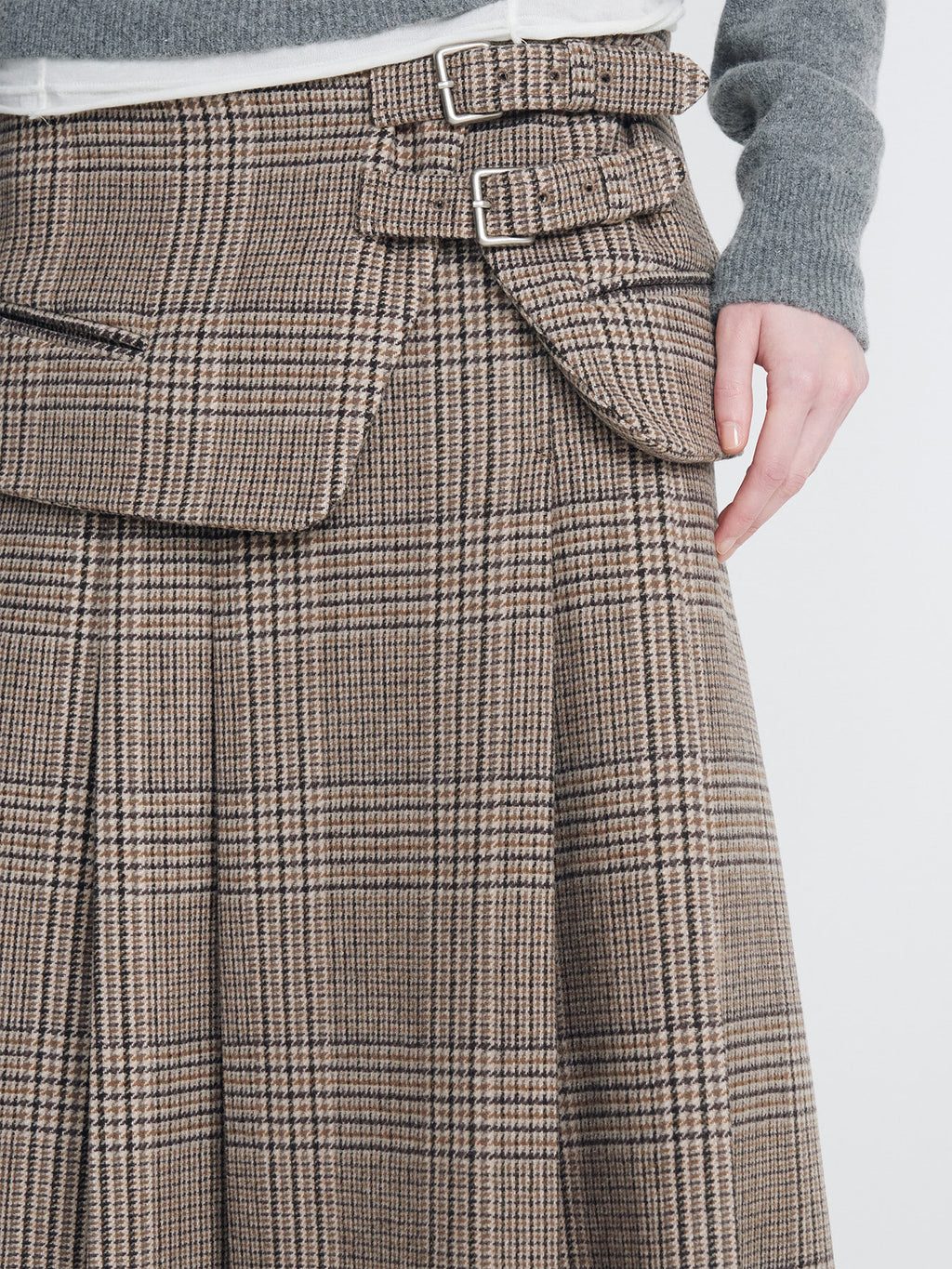 Tonywack - Checked Wool Double-Layered Skirt (Glen Check) product image 4 | TRAB K-Fashion Australia