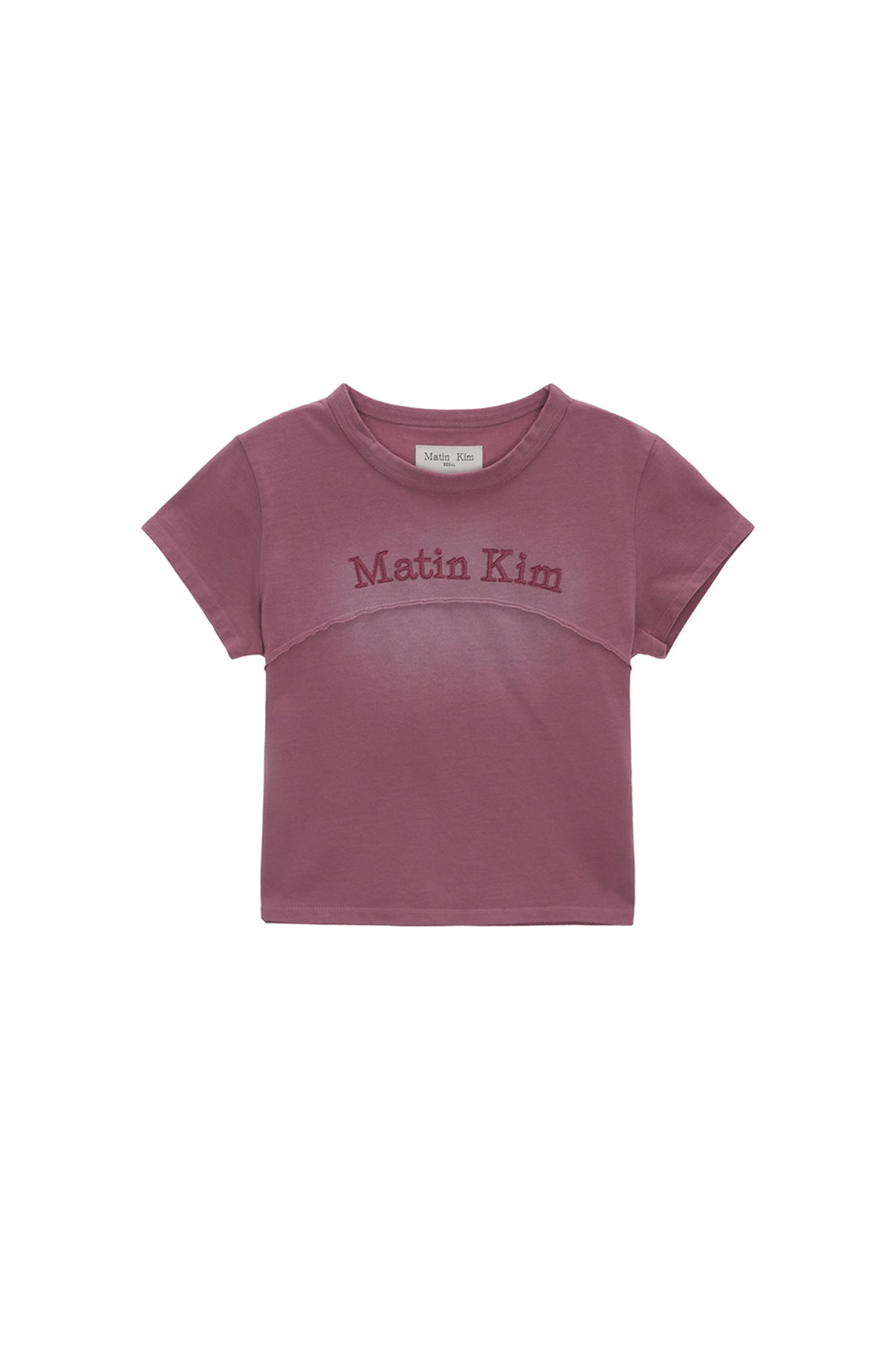 Matin Kim - Pigment Cut Out Logo Crop Top (Smoke Pink) product image 1 | TRAB K-Fashion Australia