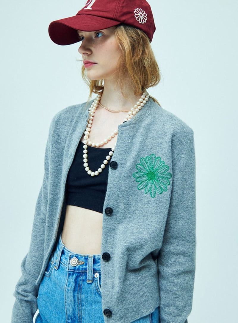 Mardi Mercredi - Cashmere Blended Cardigan Round Neck (Grey Green) product image 1 | TRAB K-Fashion Australia
