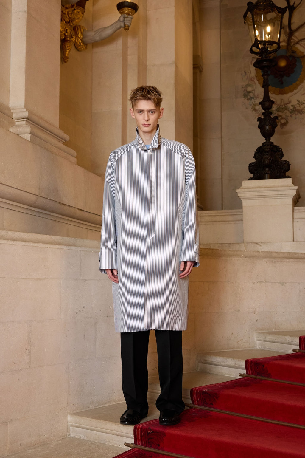 STU - Raglan Stripe Poplin Coat (White) product image 6 | TRAB K-Fashion Australia