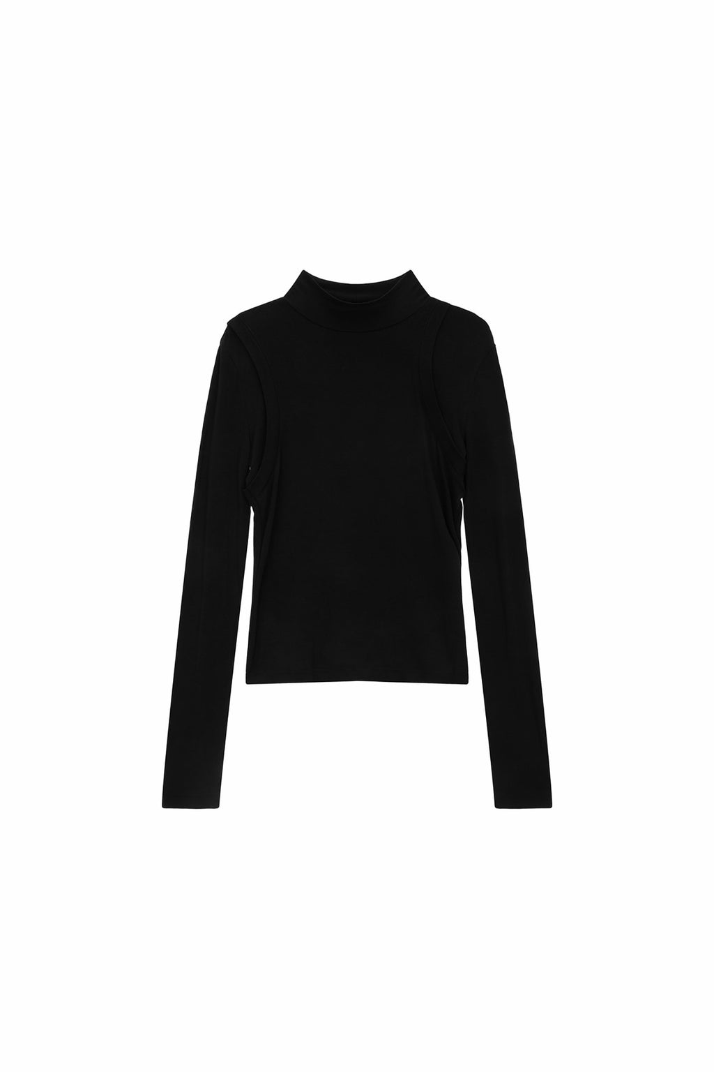 Matin Kim - Rib Layered Half Neck Long Sleeve Top (Black) product image 1 | TRAB K-Fashion Australia