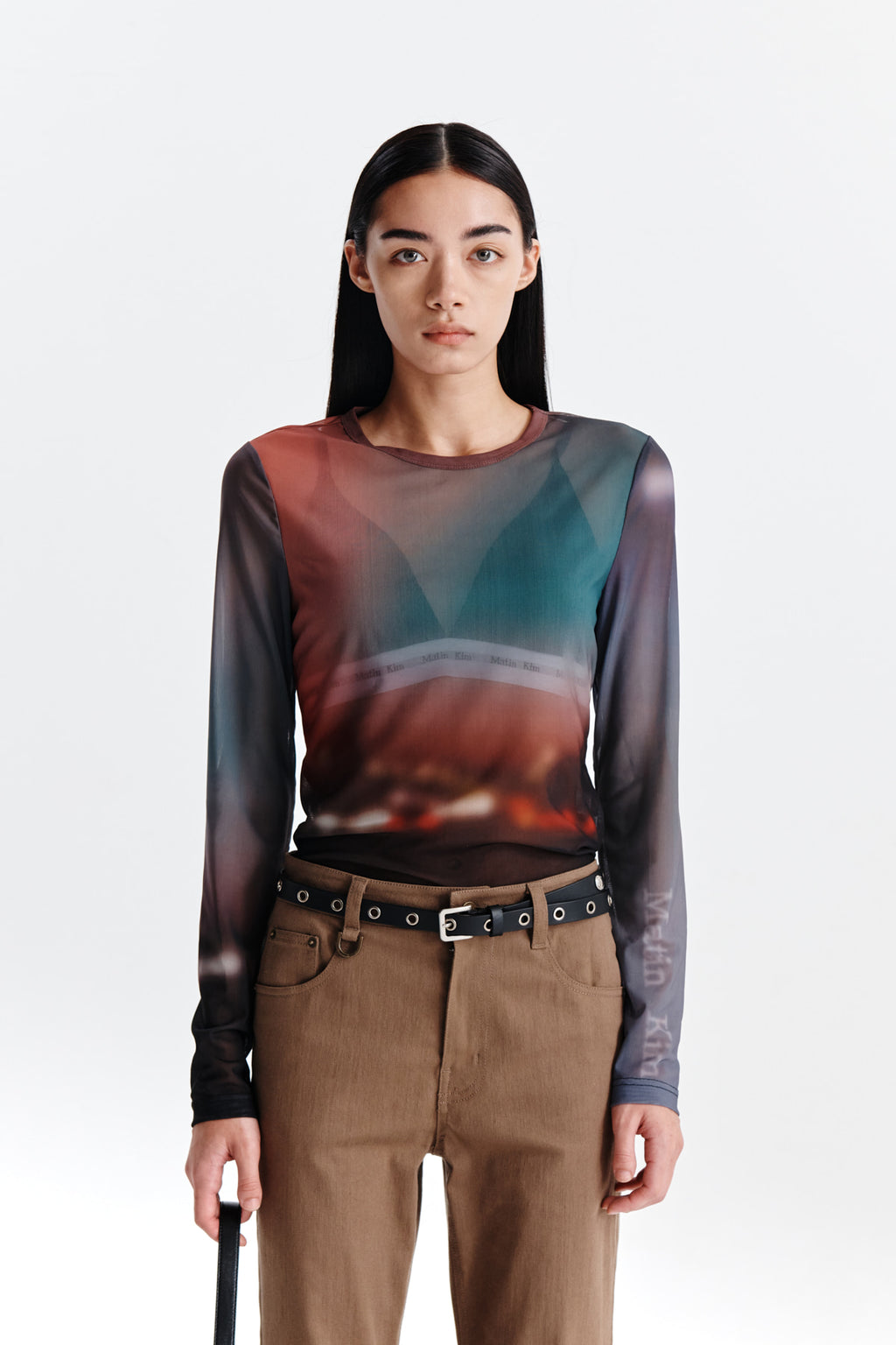 Matin Kim - [Pre-Order – Ships August 25] Flash Printed Mesh Top (Khaki) product image 5 | TRAB K-Fashion Australia