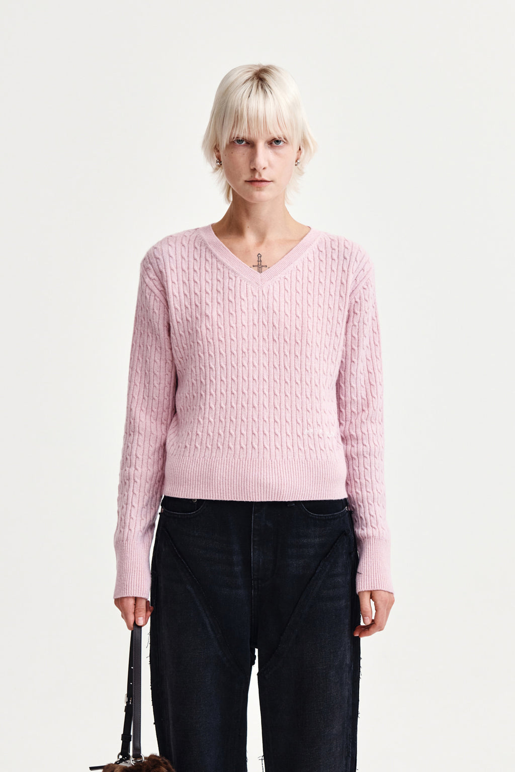 Matin Kim - Shiny Cable Pullover (Pink) product image 10 | TRAB K-Fashion Australia