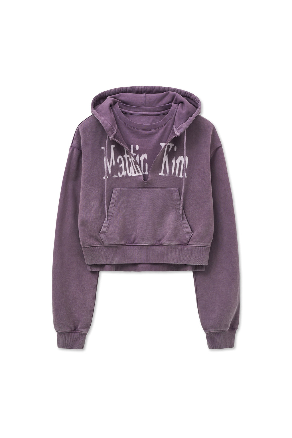 Matin Kim - Washed Layered Crop Hoody (Purple) product image 2 | TRAB K-Fashion Australia