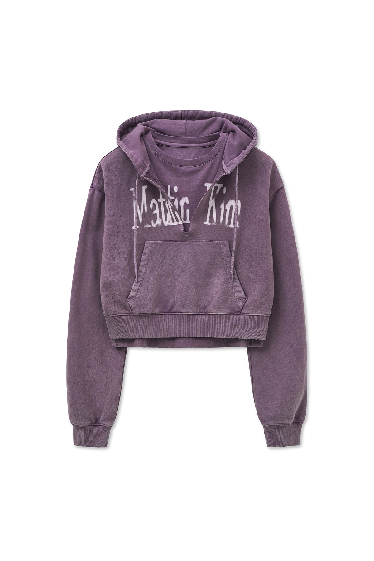 Matin Kim - Washed Layered Crop Hoody (Purple) product image 2 | TRAB K-Fashion Australia