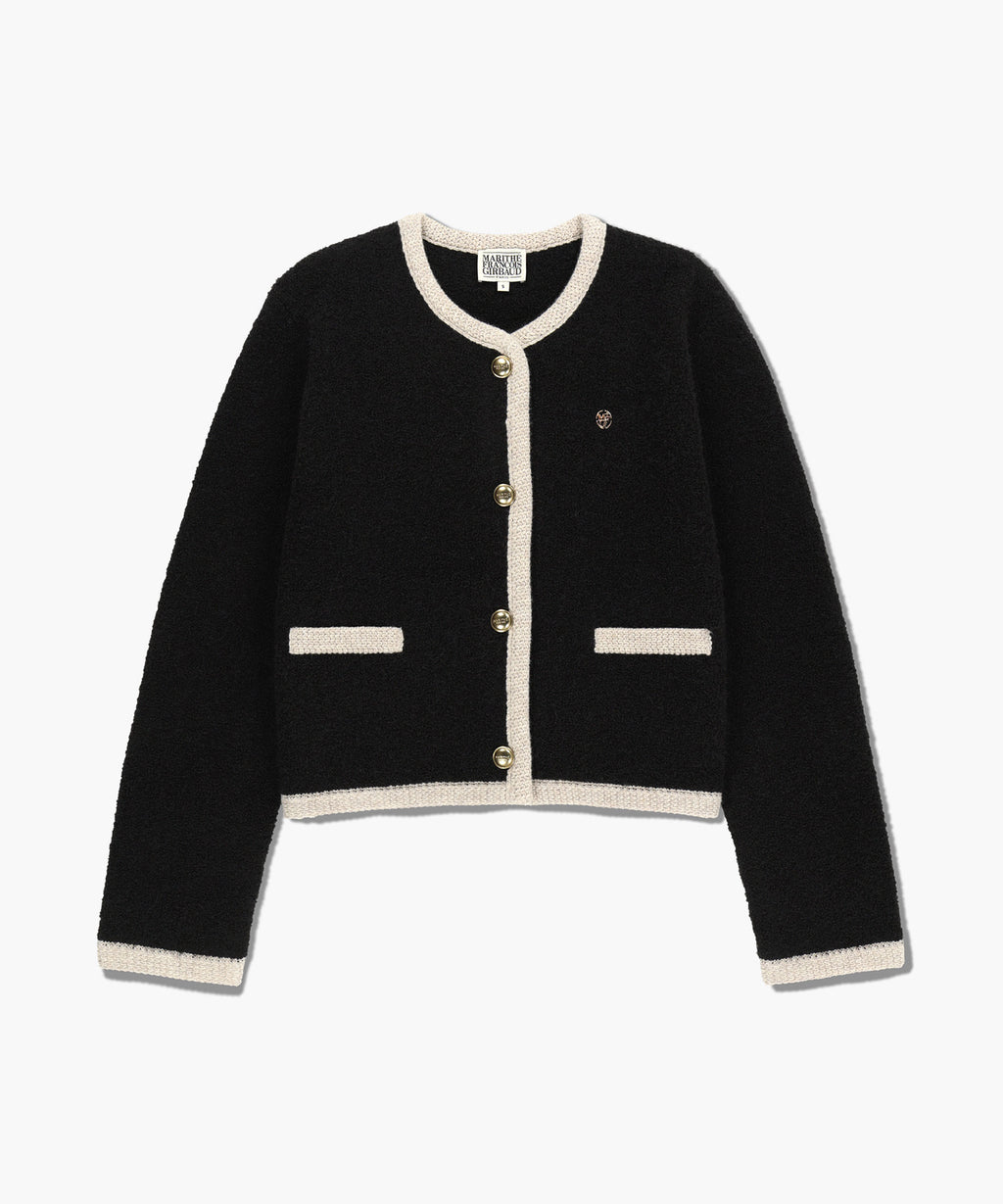 Marithe & Francois Girbaud - Boucle Knit Round Neck Cardigan (Black) product image 6 | TRAB K-Fashion Australia