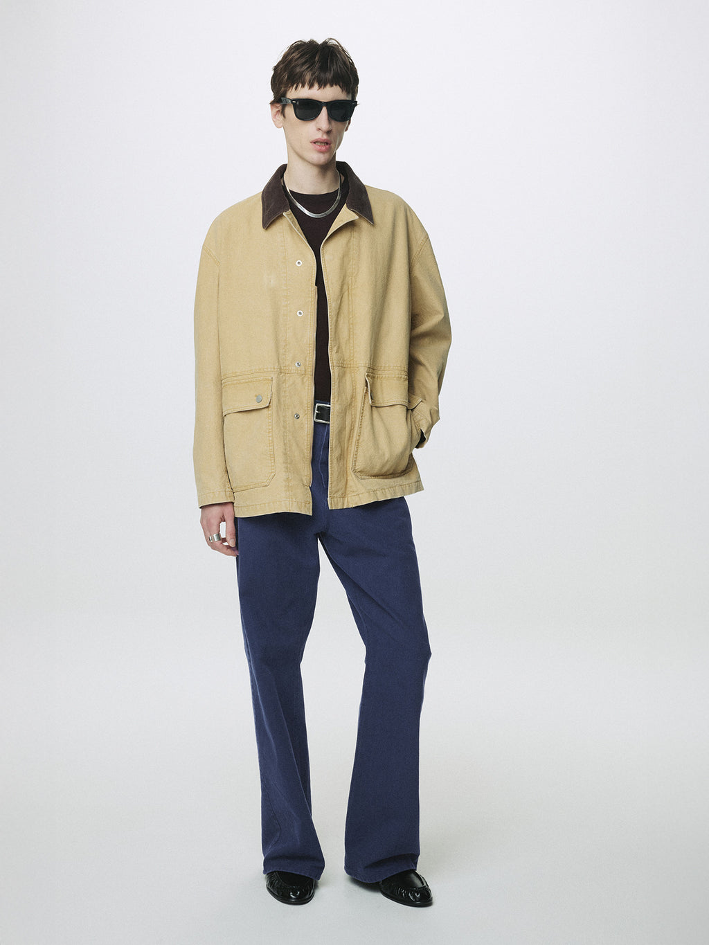 Tonywack - Washed Cotton Twill Loose Flared Jeans (Purple Blue) product image 9 | TRAB K-Fashion Australia