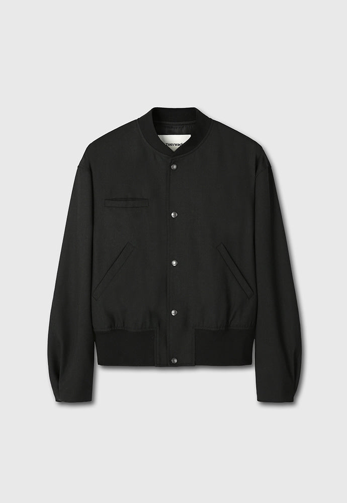 Tonywack - Hard Twist Wool Cropped Bomber Jacket (Dark Charcoal) product image 7 | TRAB K-Fashion Australia