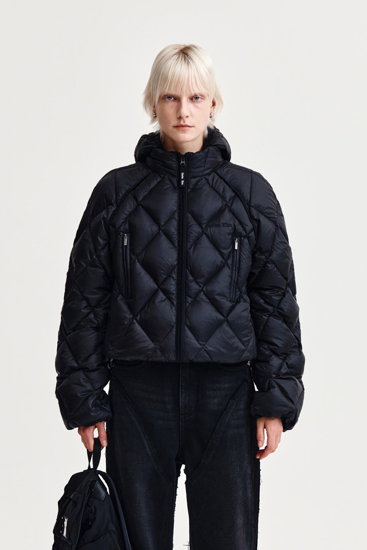 Matin Kim - Quilting Hoody Lightweight Jumper (Black) product image 5 | TRAB K-Fashion Australia