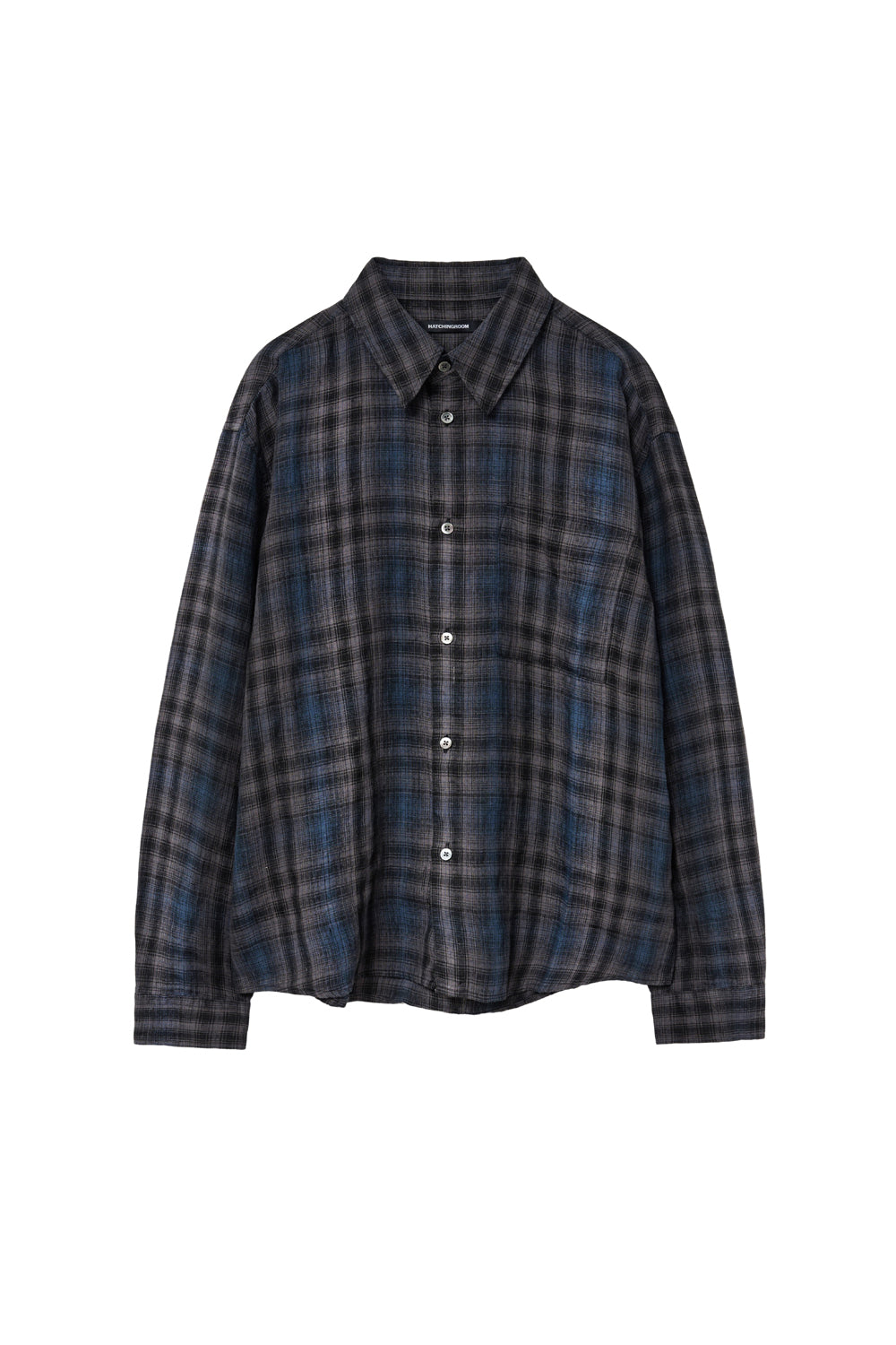 Hatchingroom - Museum Shirt Linen Check (Charcoal/Blue) product image 1 | TRAB K-Fashion Australia