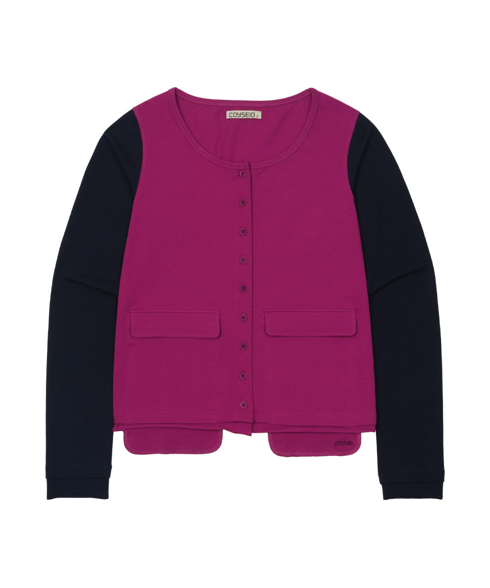 Coyseio - Button-Up Deep Neck Cardigan (Magenta) product image 11 | TRAB K-Fashion Australia
