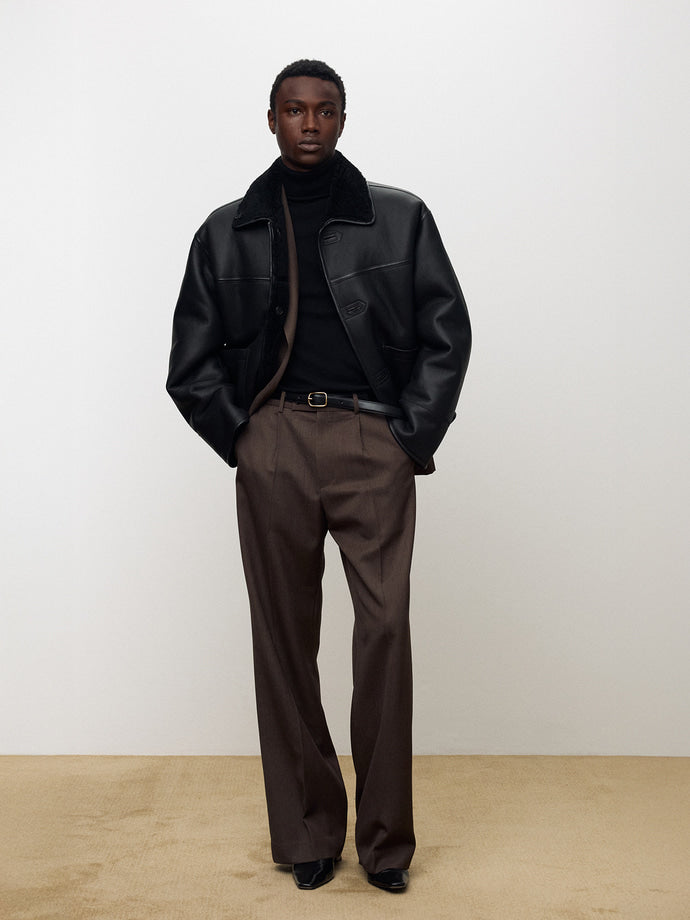 Tonywack - Lamb Leather Reversible Shearling Jacket (Black) product image 2 | TRAB K-Fashion Australia