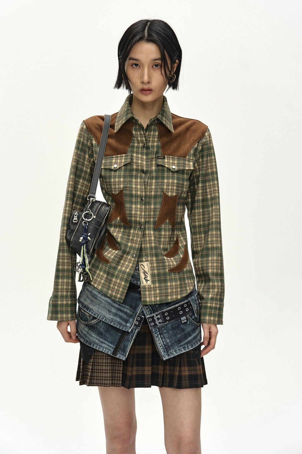 Andersson Bell - Checkered Western Patched Shirt (green) (Green) product image 3 | TRAB K-Fashion Australia