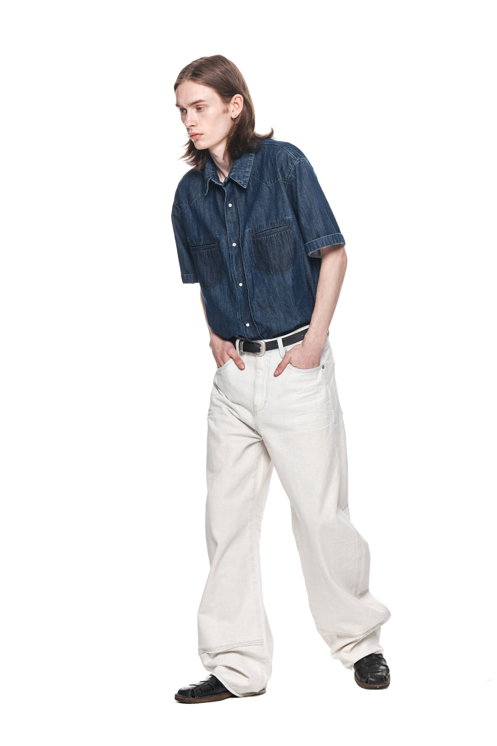 Matin Kim - Wide Cut Point Denim Pants (Light Blue) product image 9 | TRAB K-Fashion Australia