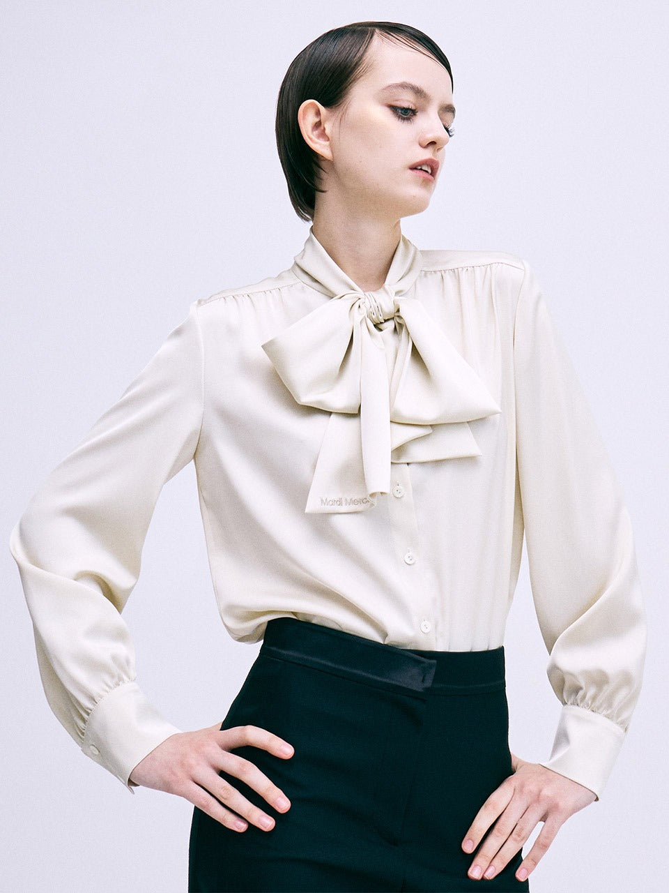 Mardi Mercredi - Blouse Tie Neck (Cream) product image 1 | TRAB K-Fashion Australia