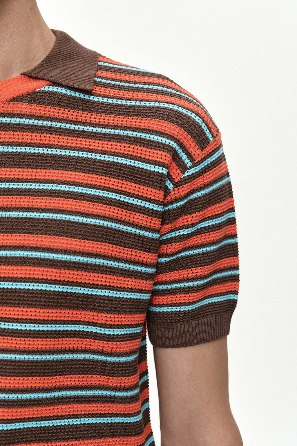Andersson Bell - Stripe Layered Polo Sweater (Brown/Orange) product image 8 | TRAB K-Fashion Australia