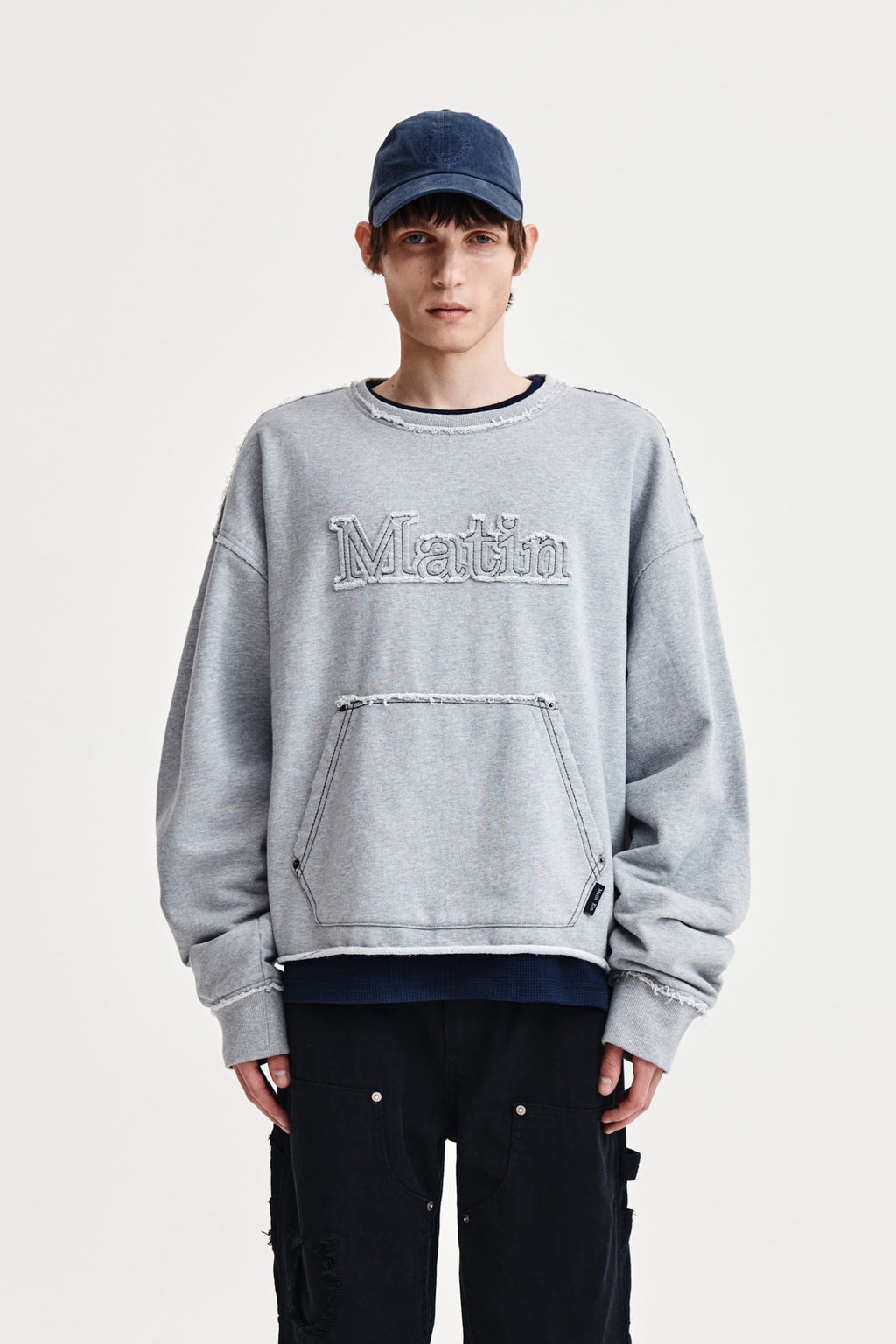 Matin Kim - Raw Cut Applique Sweatshirt (Grey) product image 11 | TRAB K-Fashion Australia