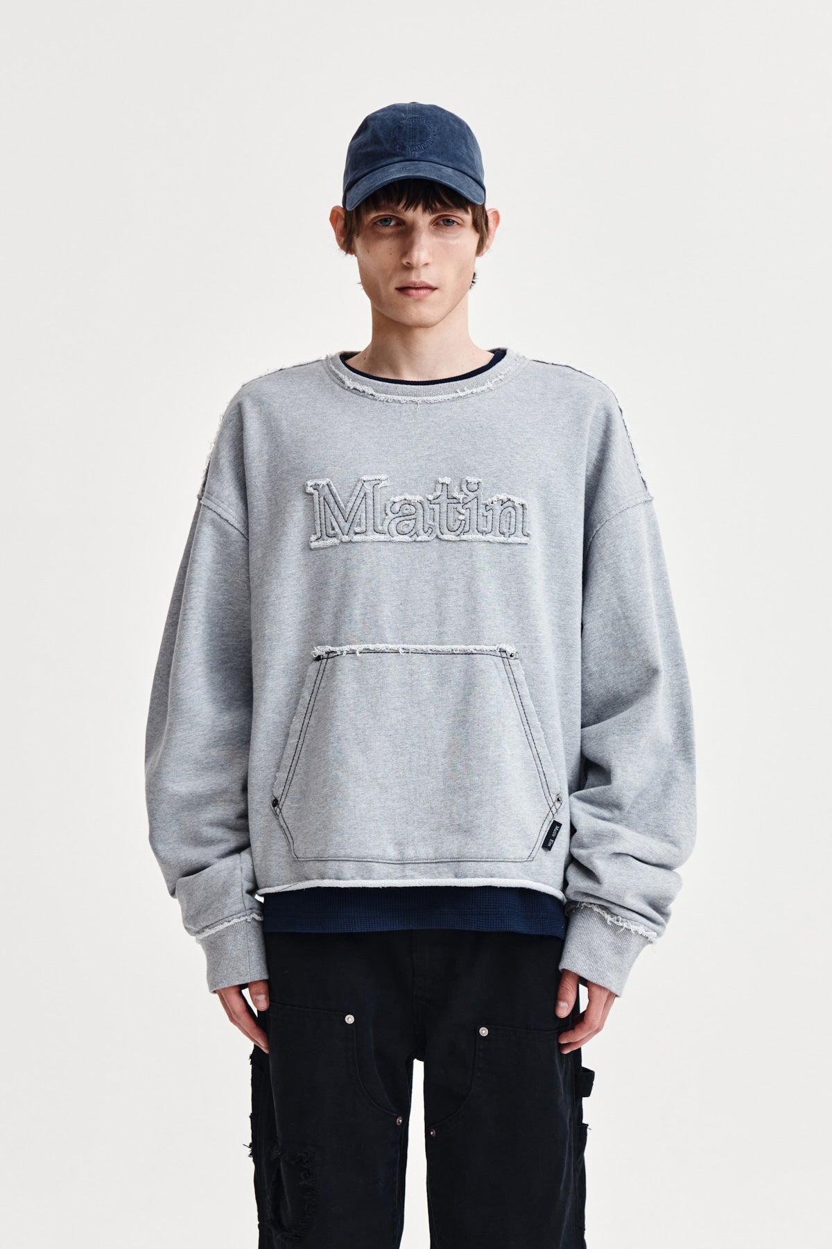 Matin Kim - Raw Cut Applique Sweatshirt (Grey) product image 11 | TRAB K-Fashion Australia