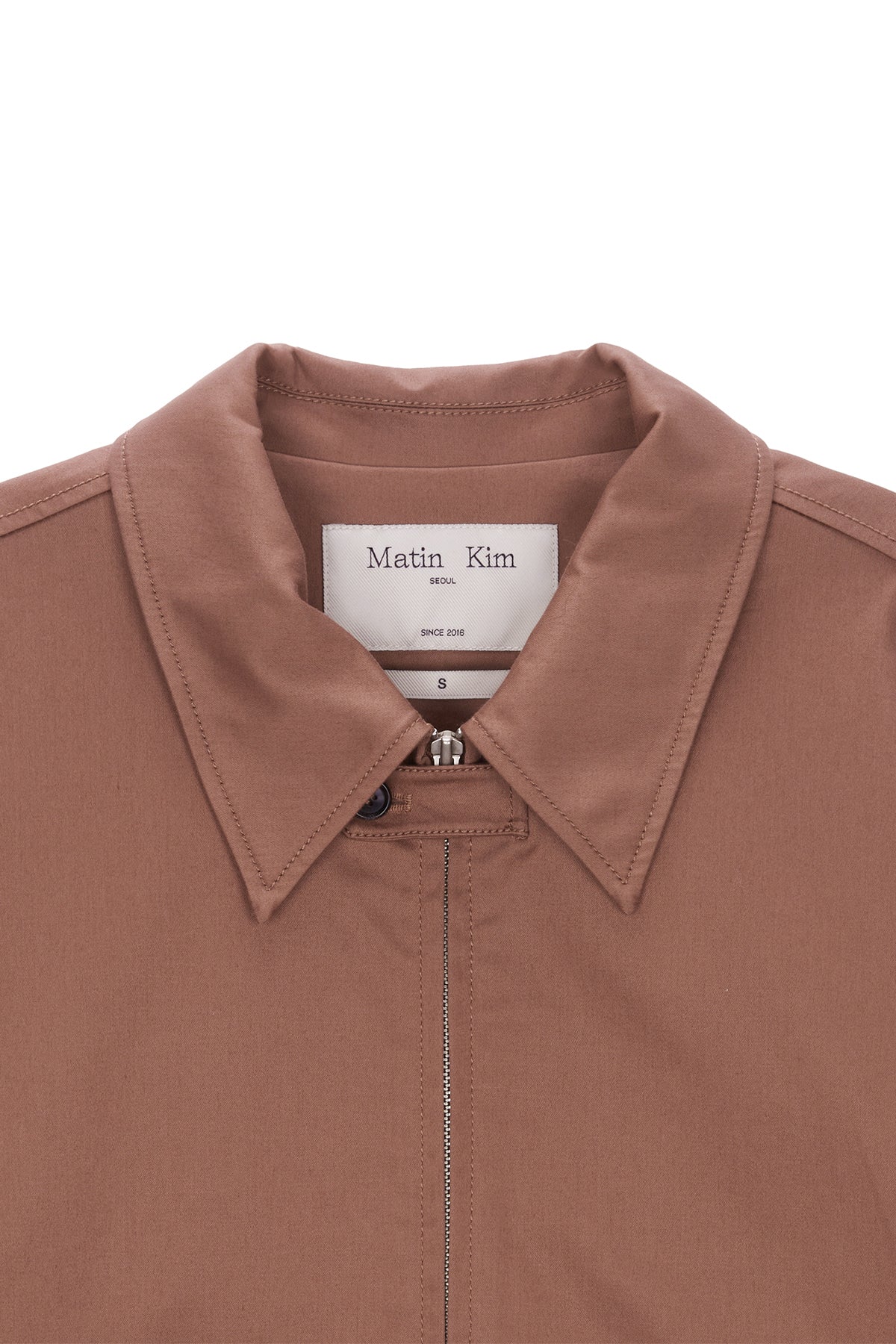 Matin Kim - Cotton Blend Collar Relaxed Bomber Jacket (Brown) product image 3 | TRAB K-Fashion Australia
