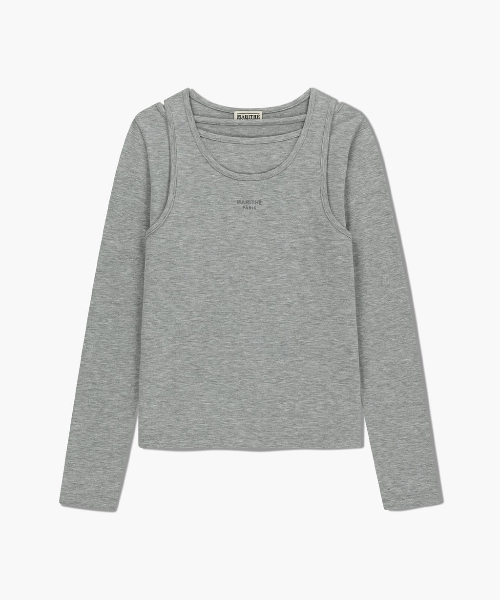 Marithe & Francois Girbaud - Layered Jersey Long Sleeve (Light Heather Gray) product image 6 | TRAB K-Fashion Australia