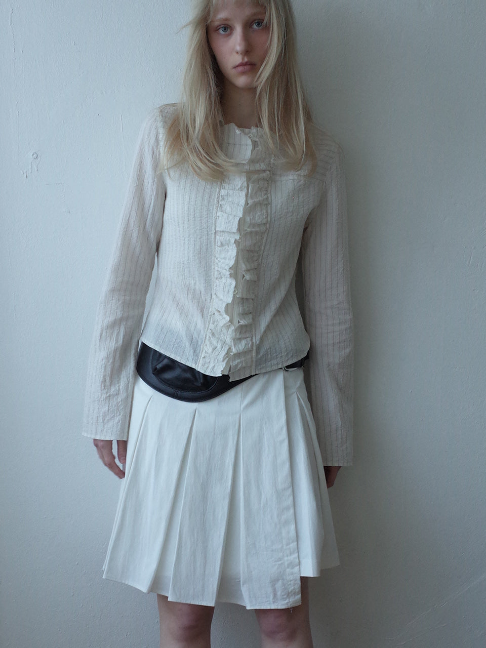 Kijun - Ruffle Detail Shirt (Light Beige) product image 2 | TRAB K-Fashion Australia