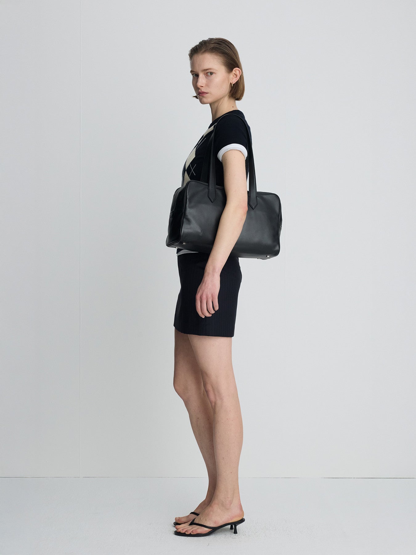 Tonywack - Wool Pin Striped Mini Skirt (Navy Pinstripe) product image 4 | TRAB K-Fashion Australia