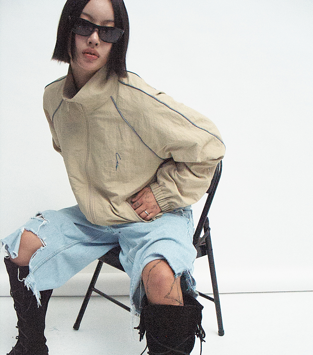 Llege - Nylon Track Jumper (Beige) product image 6 | TRAB K-Fashion Australia