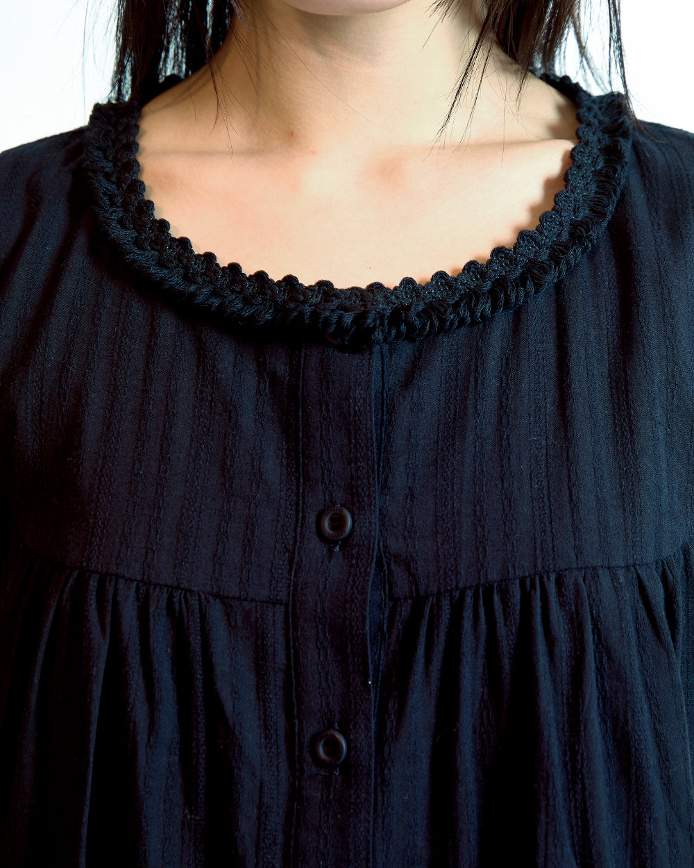 Coyseio - Fringe Shirring Blouse (Black) product image 9 | TRAB K-Fashion Australia
