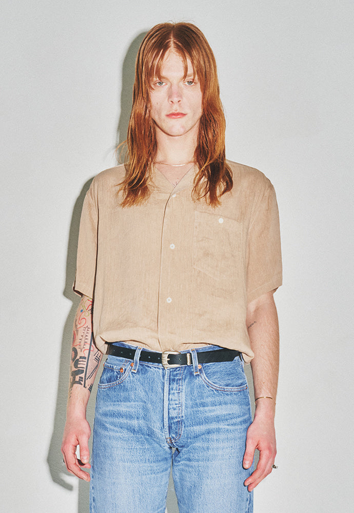 Tonywack - Cozy Linen Viscose Cuban-Collar Shirt (Faded Beige) product image 6 | TRAB K-Fashion Australia