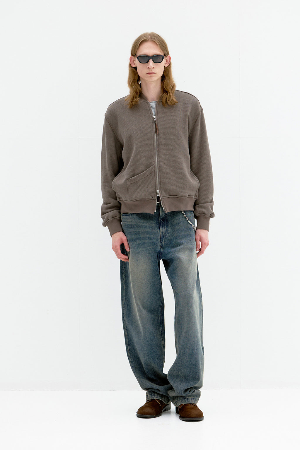 Coor - Cotton Aviation Sweat Zip Up (Khaki Brown) product image 2 | TRAB K-Fashion Australia