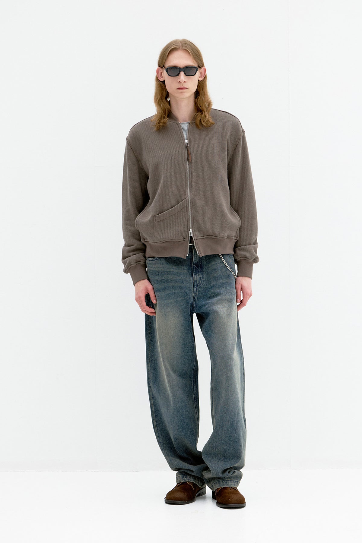Coor - Cotton Aviation Sweat Zip Up (Khaki Brown) product image 2 | TRAB K-Fashion Australia