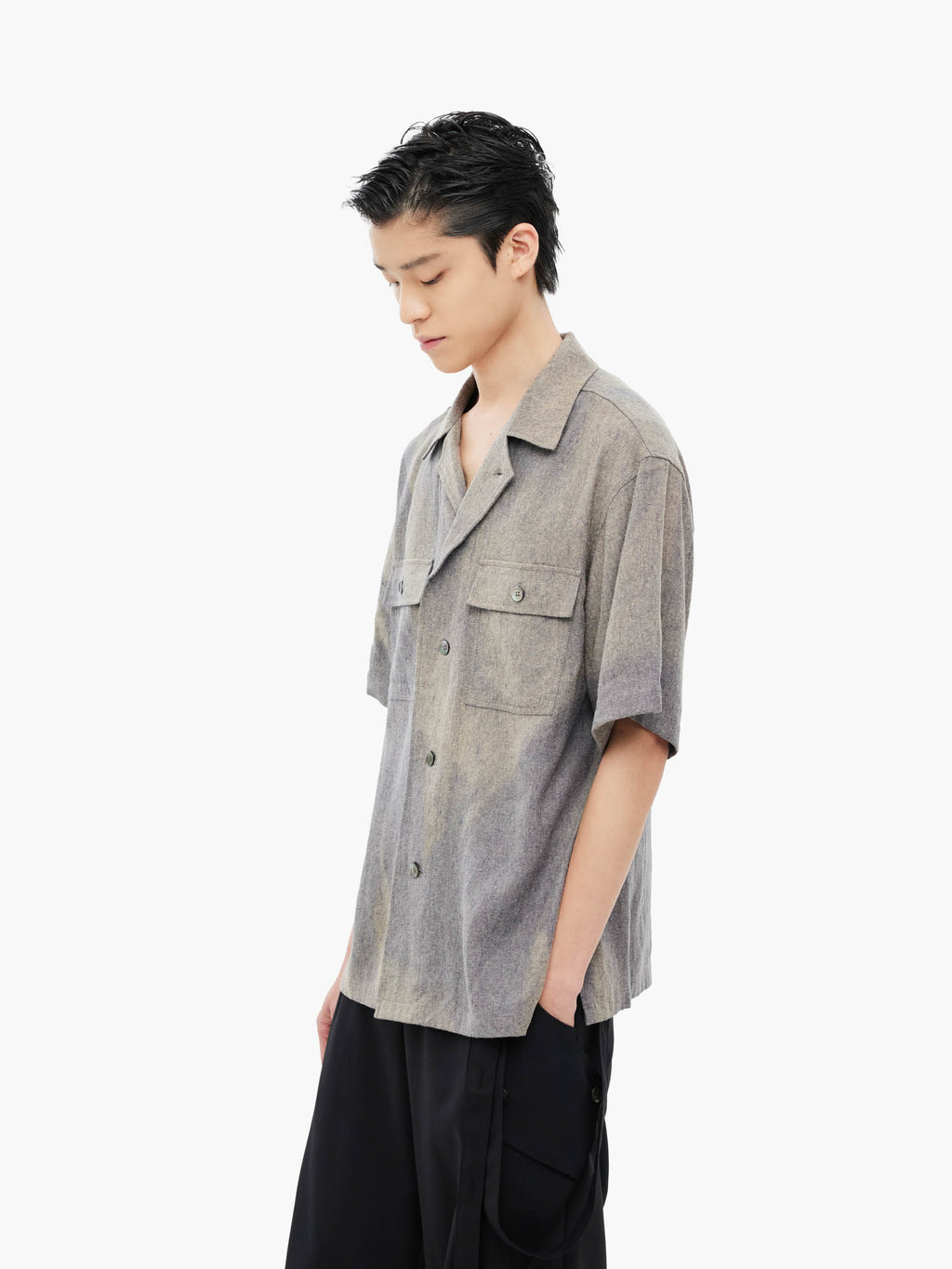 Jiyong Kim - Sun-Bleached Tailored Collar Shirt (Grey) product image 2 | TRAB K-Fashion Australia