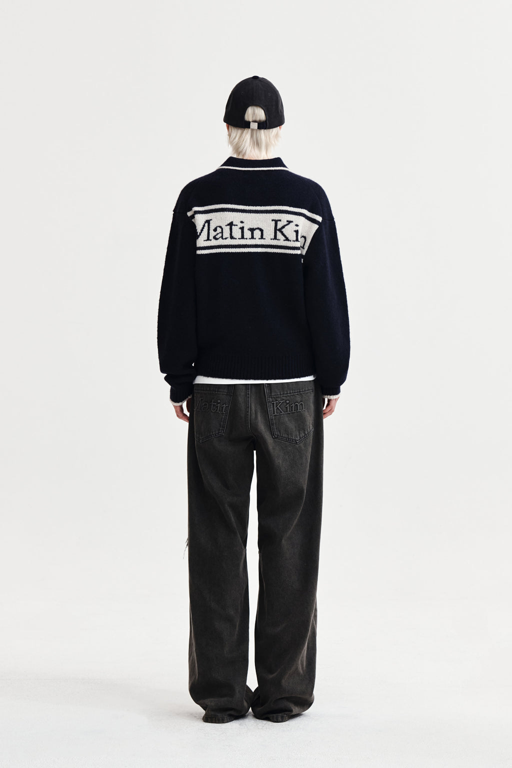 Matin Kim - Back Logo Collar Knit Top (Dark Navy) product image 7 | TRAB K-Fashion Australia