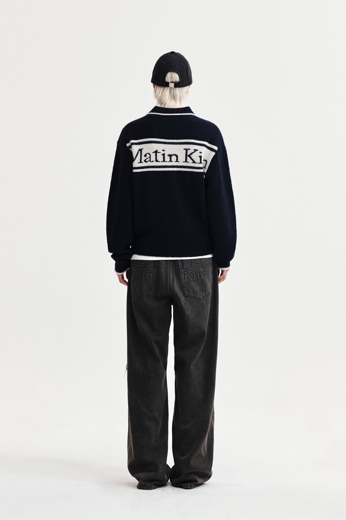 Matin Kim - Back Logo Collar Knit Top (Dark Navy) product image 7 | TRAB K-Fashion Australia