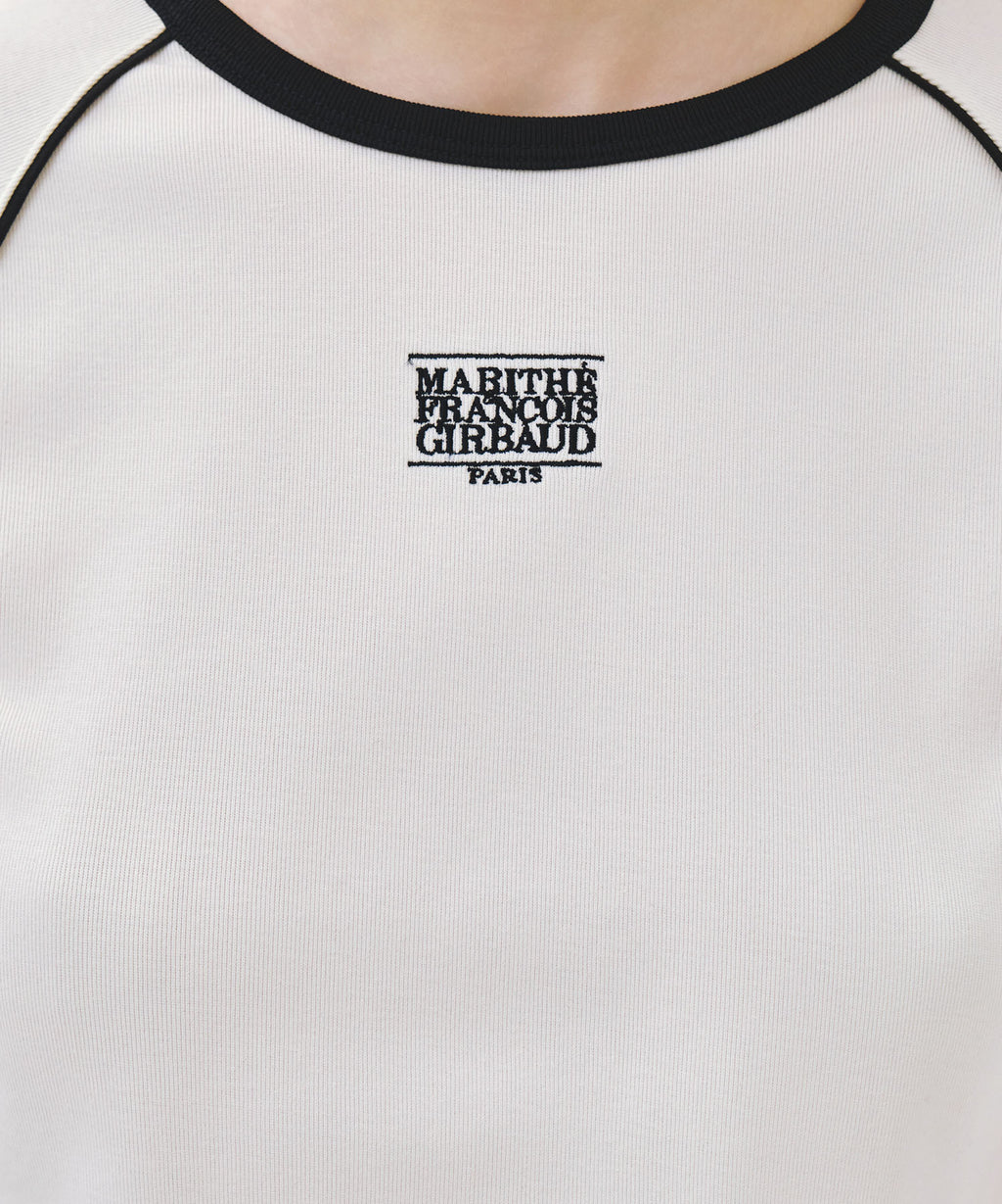 Marithe & Francois Girbaud - Aerocool Small Classic Logo Ringer Slim Crop Tee (Ivory) product image 4 | TRAB K-Fashion Australia