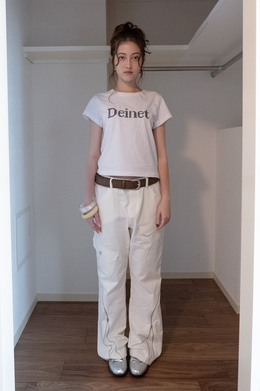 Deinet - Zipper Bootscut Cargo Pants (White) product image 1 | TRAB K-Fashion Australia