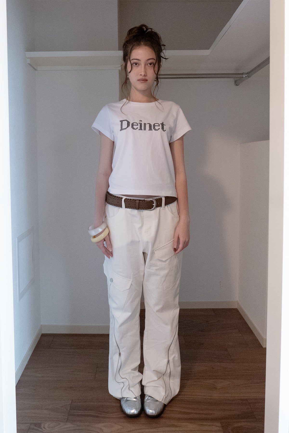 Deinet - Zipper Bootscut Cargo Pants (White) product image 1 | TRAB K-Fashion Australia