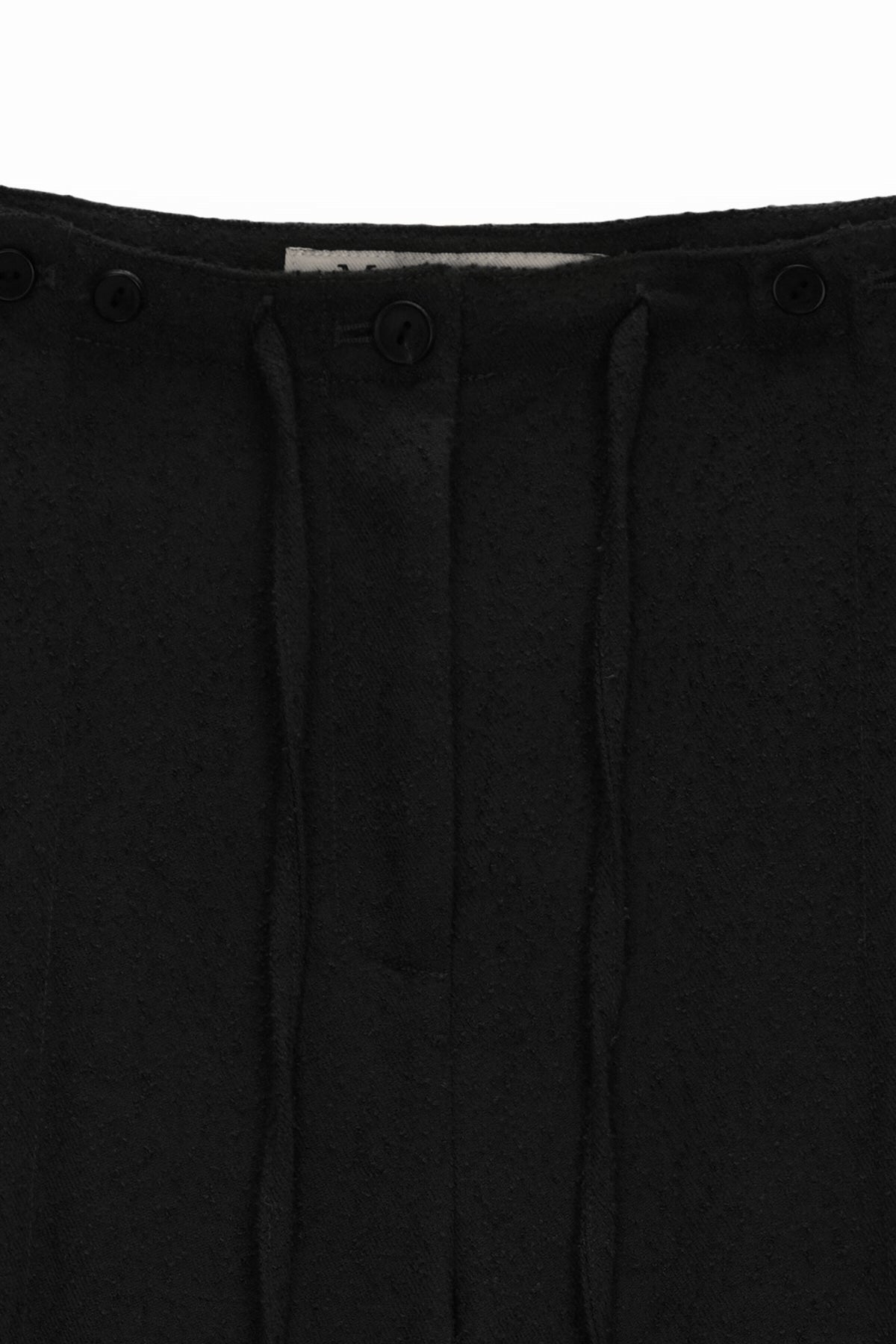 Matin Kim - Waist Button Point String Slim Pants (Black) product image 3 | TRAB K-Fashion Australia