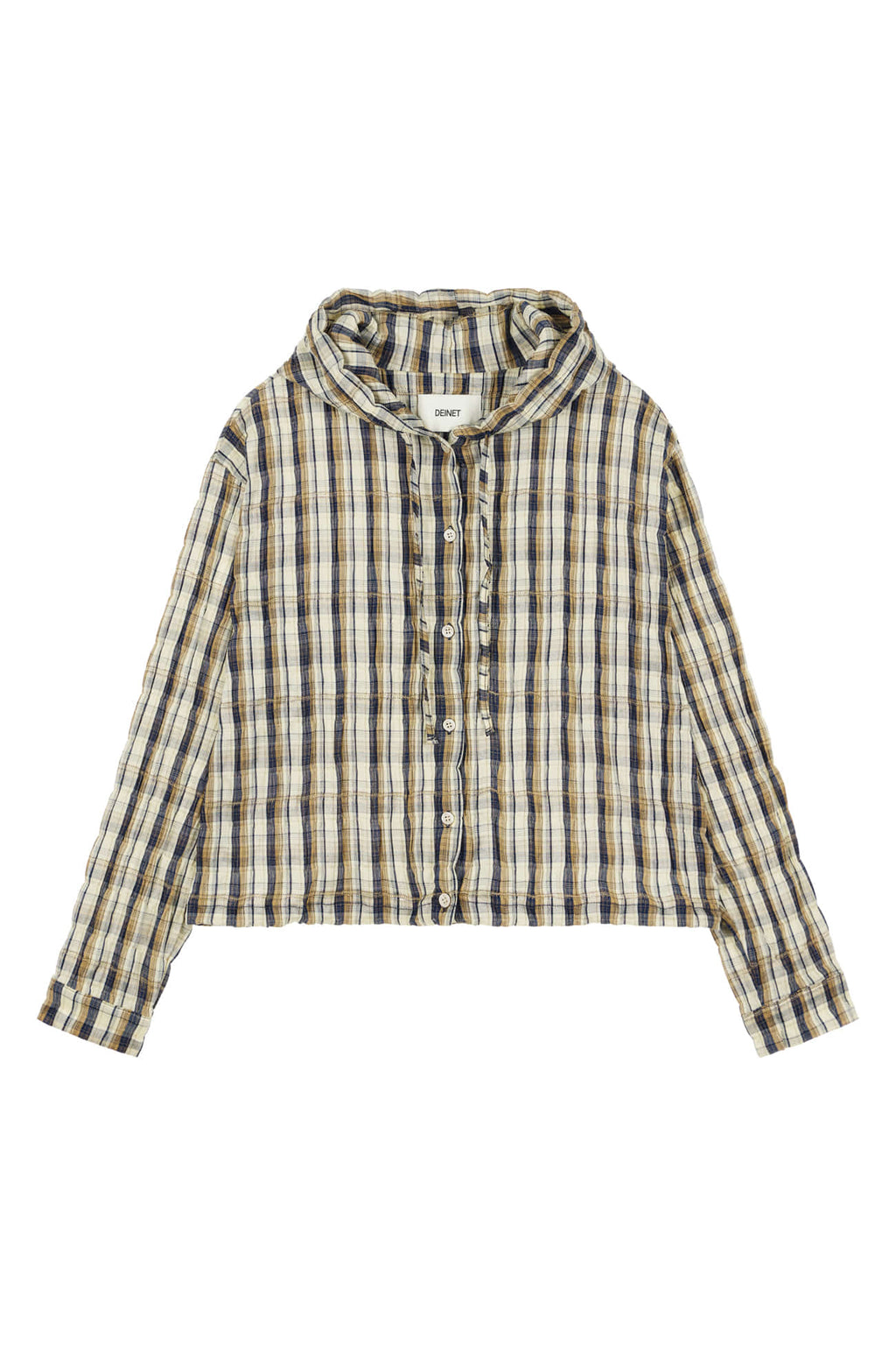 Deinet - Deinet Back Logo Check Hoodie Shirts (Brown) product image 2 | TRAB K-Fashion Australia