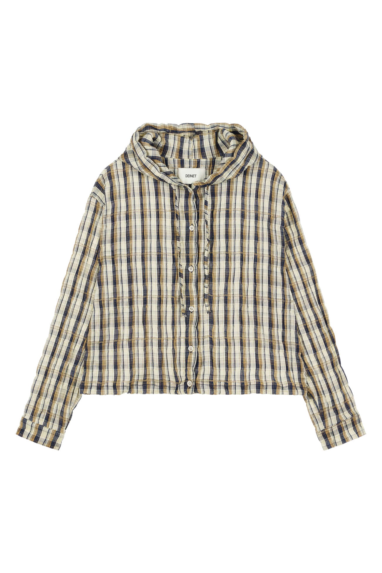 Deinet - Deinet Back Logo Check Hoodie Shirts (Brown) product image 2 | TRAB K-Fashion Australia