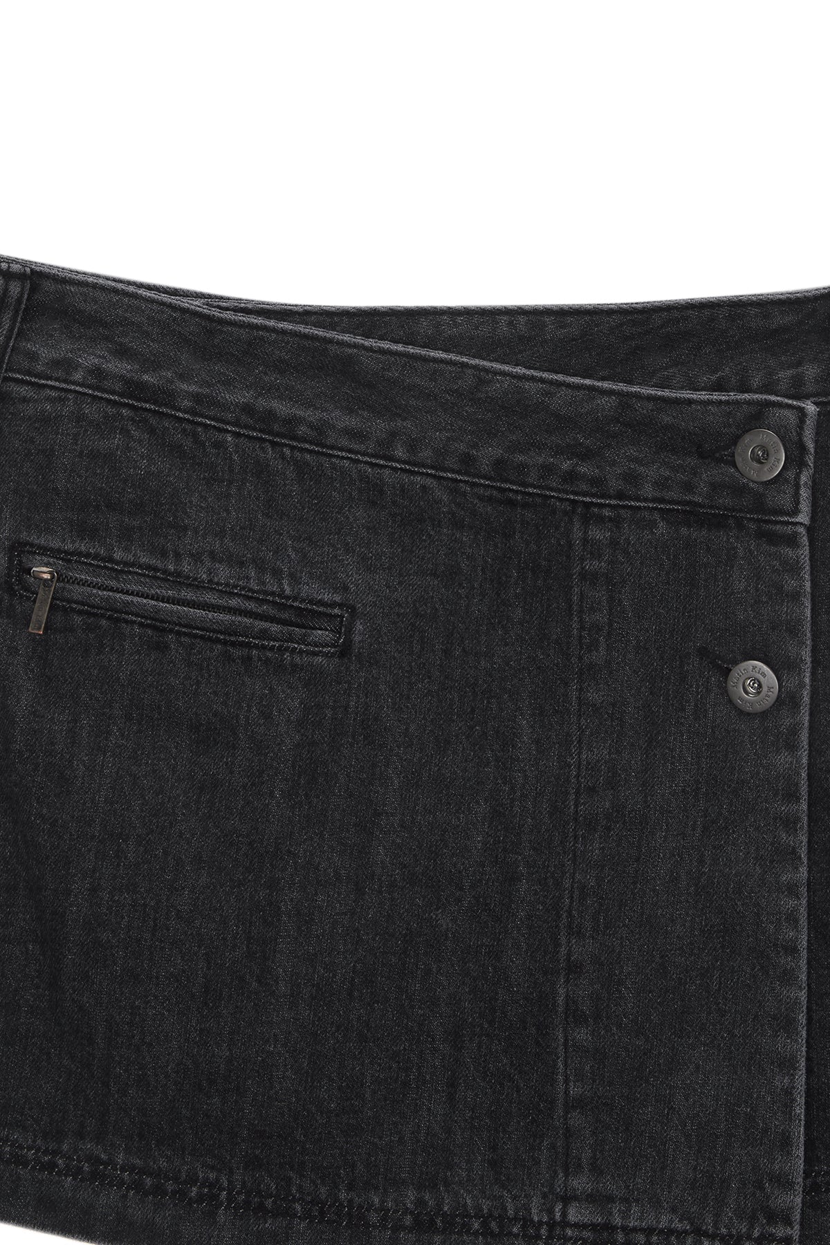 Matin Kim - Pleats Wrap Denim Mini Skirt (Black) product image 3 | TRAB K-Fashion Australia