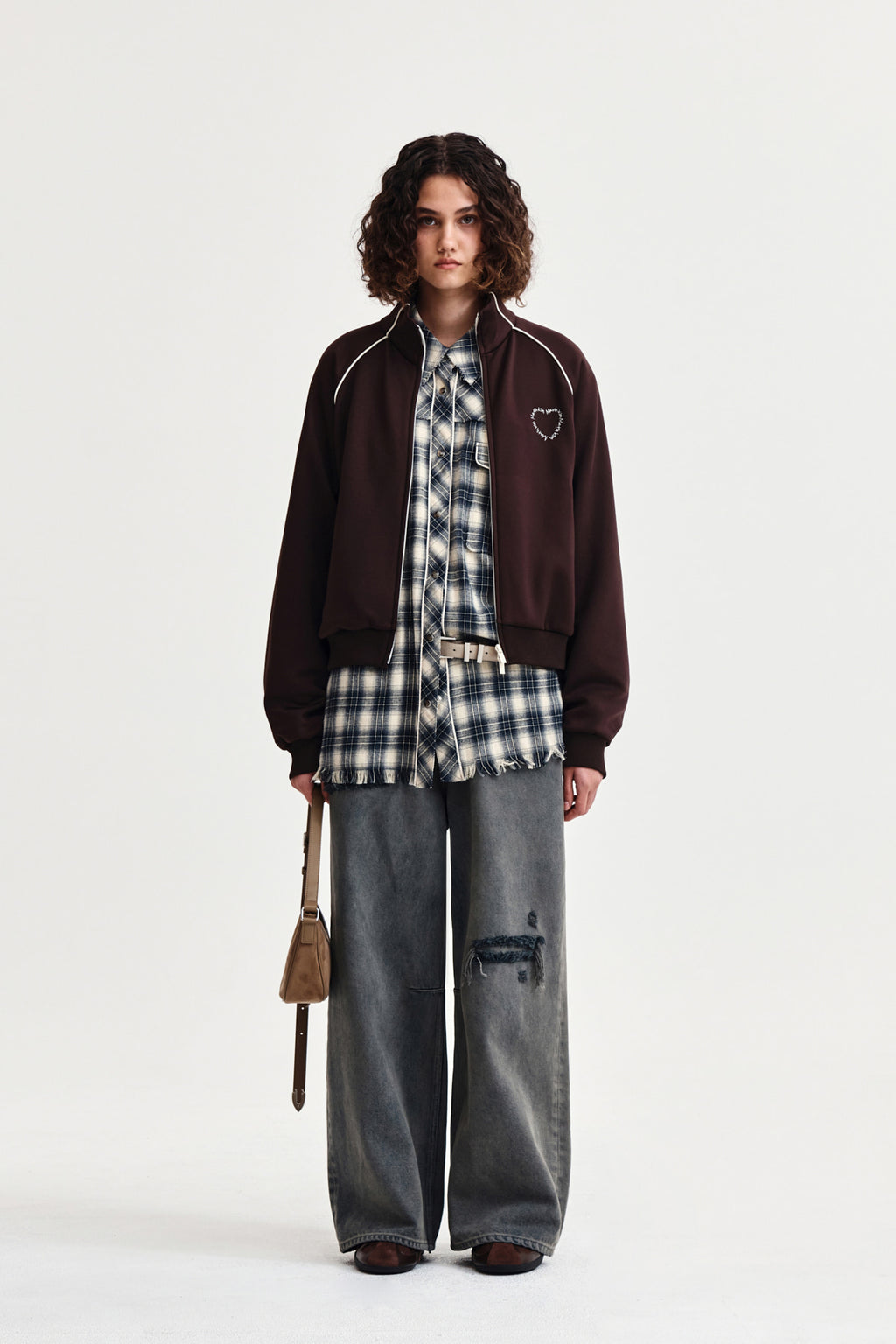 Matin Kim - Heart Logo Track Jumper (Brown) product image 6 | TRAB K-Fashion Australia