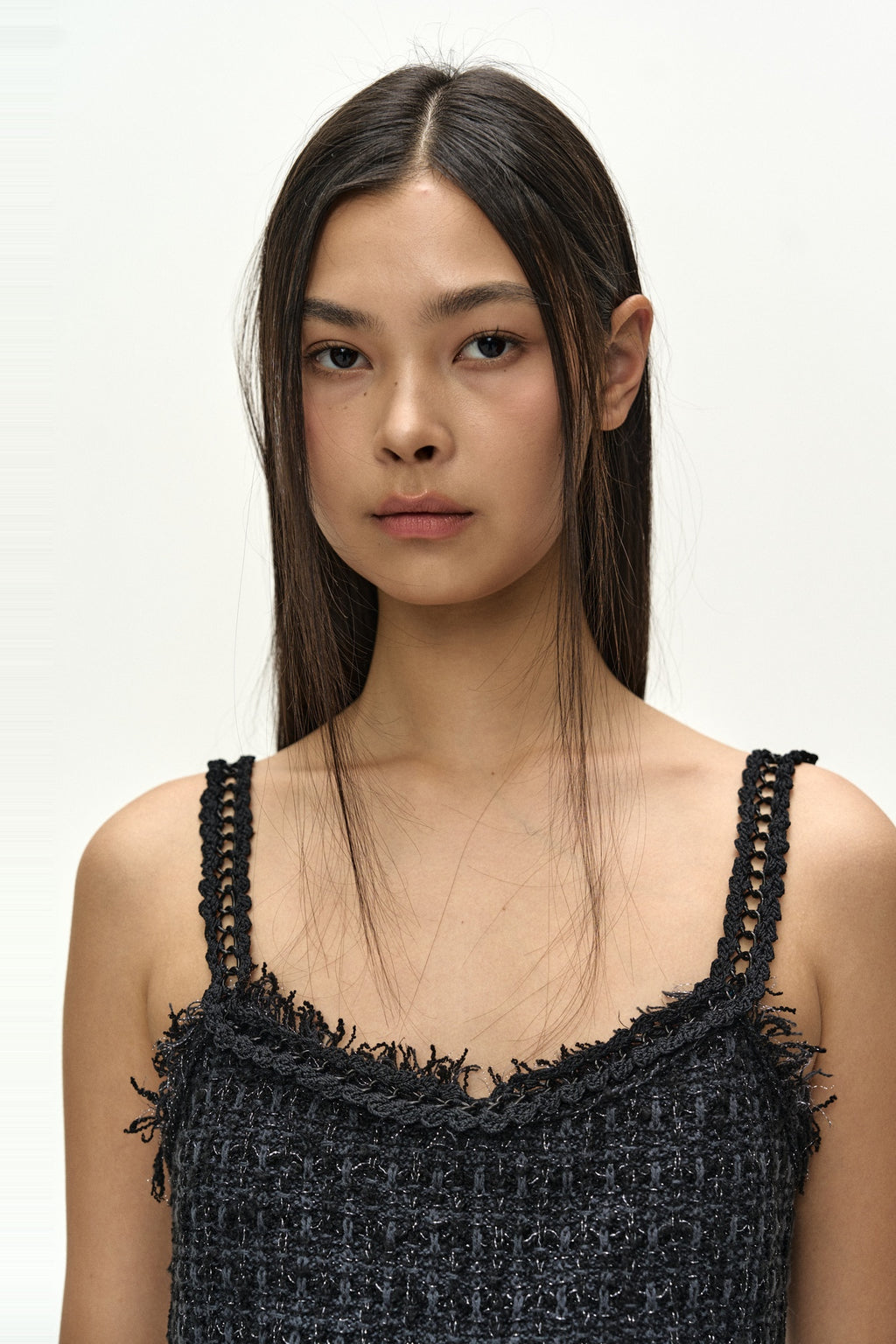 Andersson Bell - Raw Chain-Edge Tweed Bralette (black) (Black) product image 6 | TRAB K-Fashion Australia
