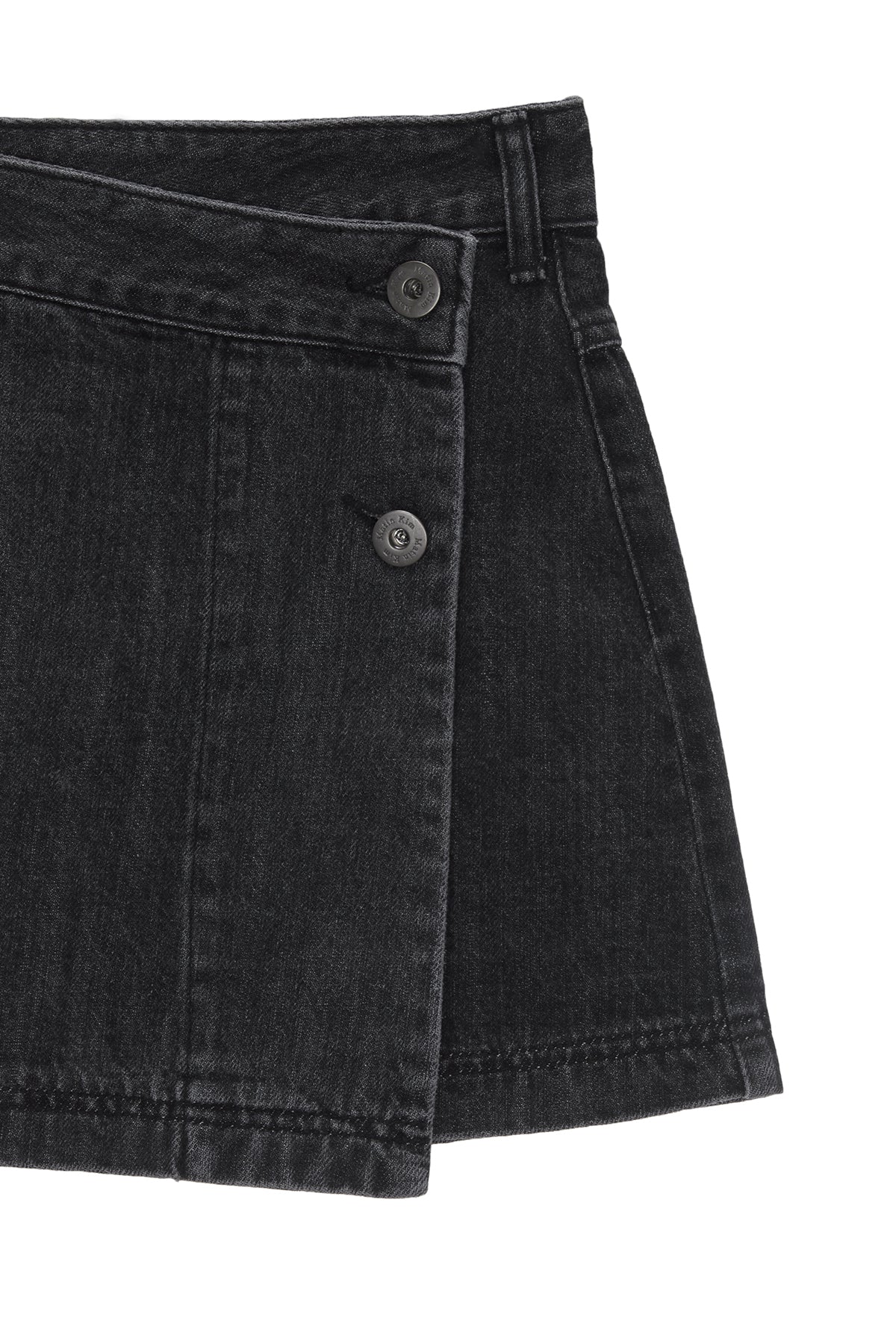 Matin Kim - Pleats Wrap Denim Mini Skirt (Black) product image 4 | TRAB K-Fashion Australia