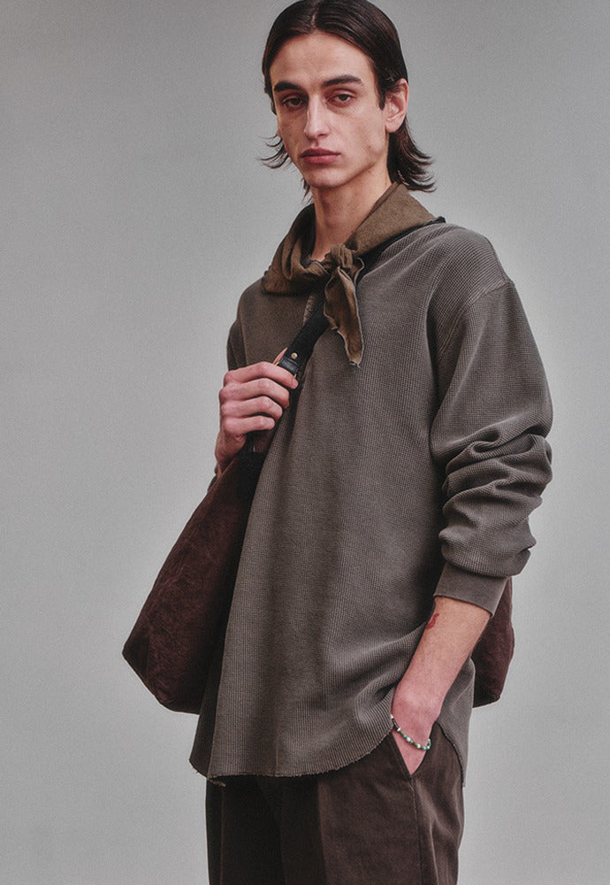Art if acts - Garment Dyed Waffle Henley (Mud Brown) product image 1 | TRAB K-Fashion Australia
