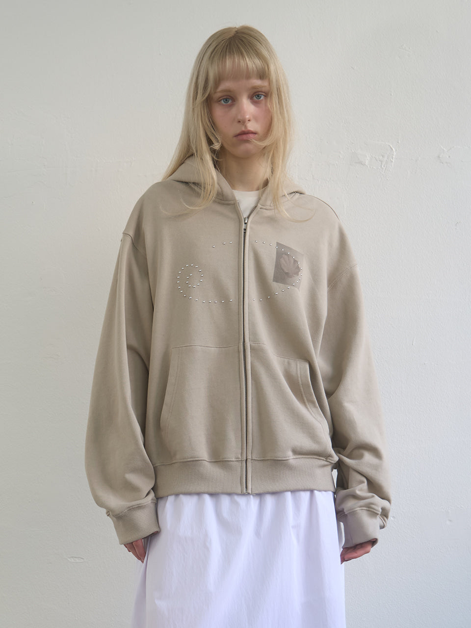 Kijun - Dusty Zip-Up Hoodie (Sand) product image 1 | TRAB K-Fashion Australia