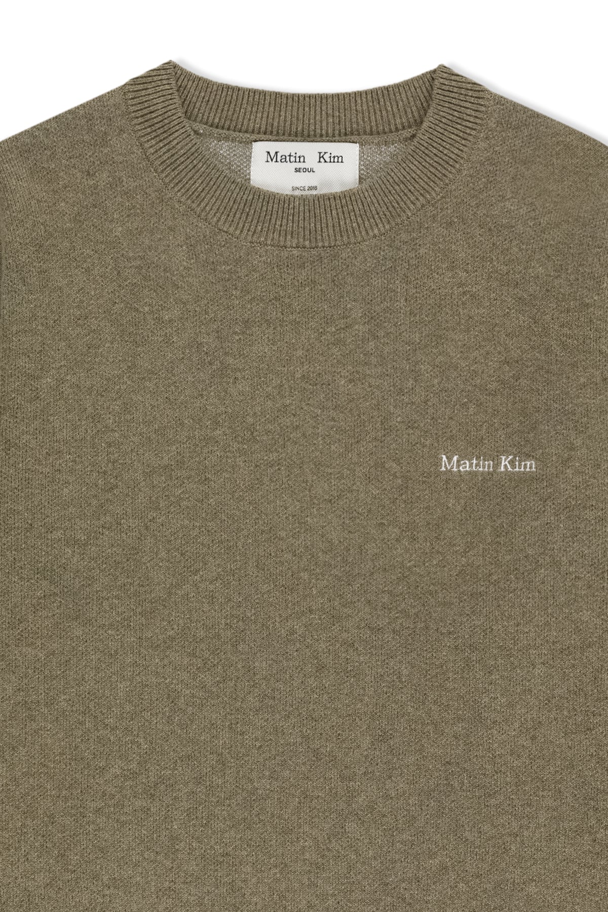Matin Kim - Calligraphy Back Logo Knit Pullover (Khaki) product image 4 | TRAB K-Fashion Australia